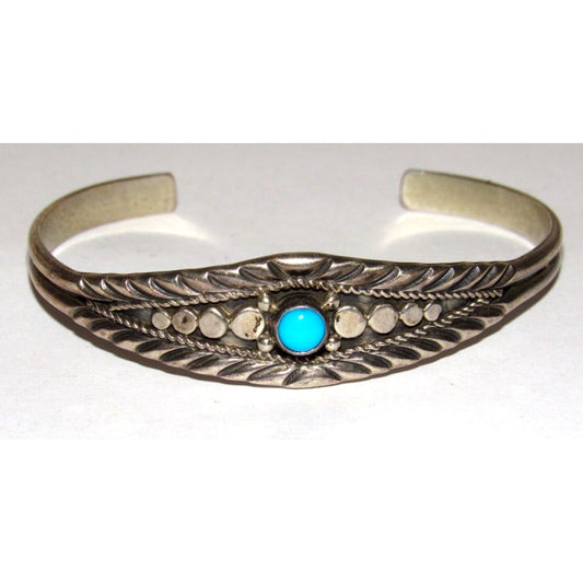 VTG Navajo Virgil Begay Turquoise Cuff Bracelet Sterling 