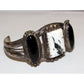 VTG Navajo White Buffalo & Onyx Statement Cuff Bracelet 