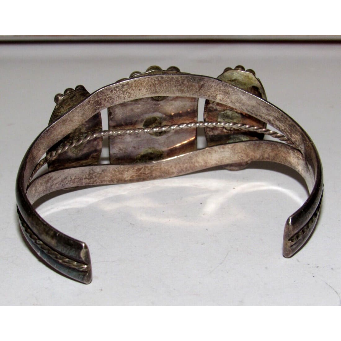 VTG Navajo White Buffalo & Onyx Statement Cuff Bracelet 