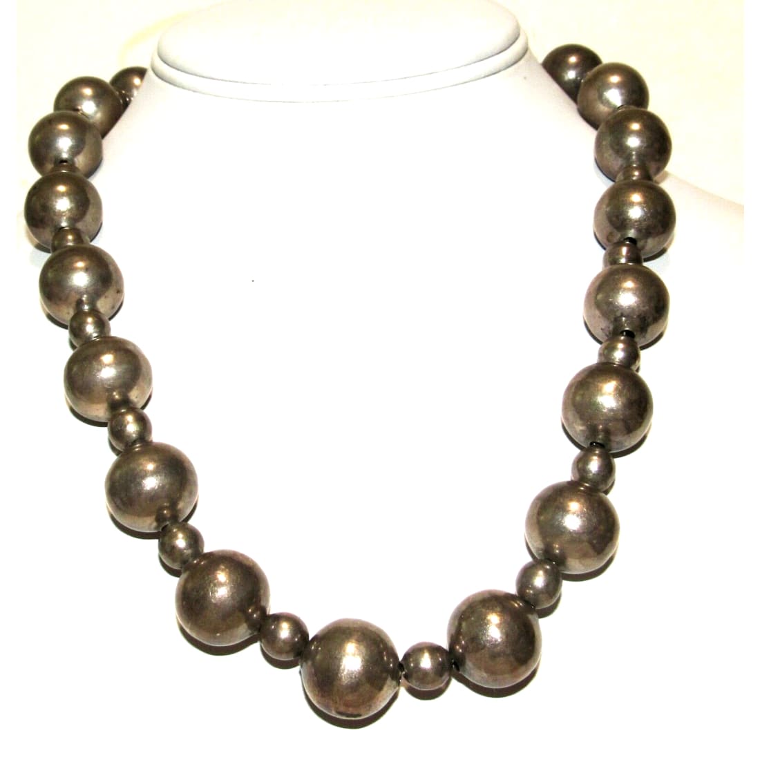 VTG Taxco Mexican Sterling Silver Beaded Statement Necklace 