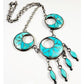 VTG Zuni Frank Vacit Inlay Turquoise Dangle Necklace 
