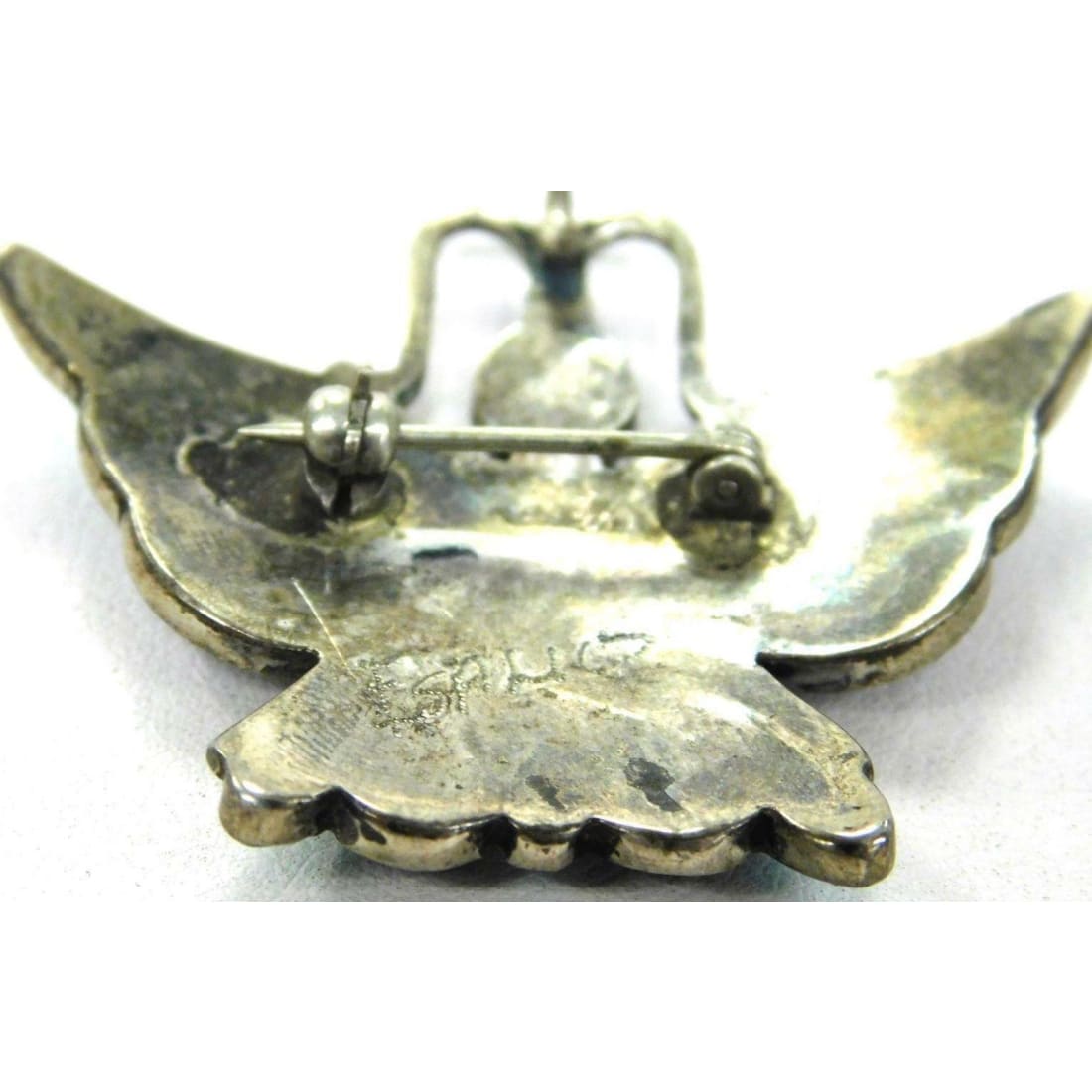 VTG Zuni Howard Esalio Butterfly Pin Pendant Turquoise Jet 