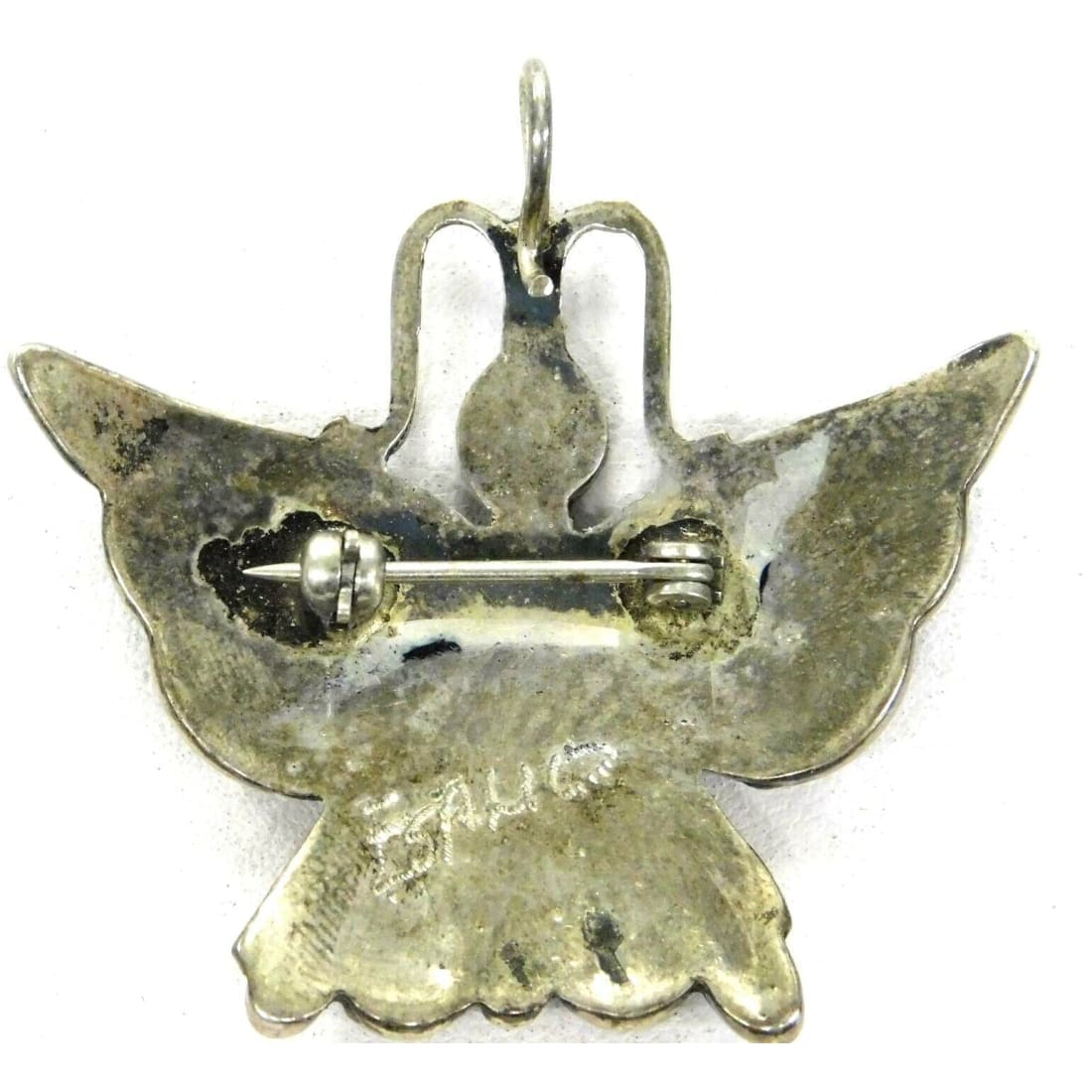 VTG Zuni Howard Esalio Butterfly Pin Pendant Turquoise Jet 