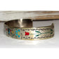 VTG Zuni Inlay Hummingbird Cuff Bracelet Sterling Silver 