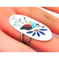 VTG Zuni Inlay Quail Bird Ring Size 7 Q Quam Sterling Silver
