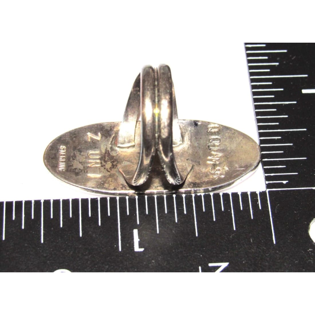 VTG Zuni Inlay Quail Bird Ring Size 7 Q Quam Sterling Silver