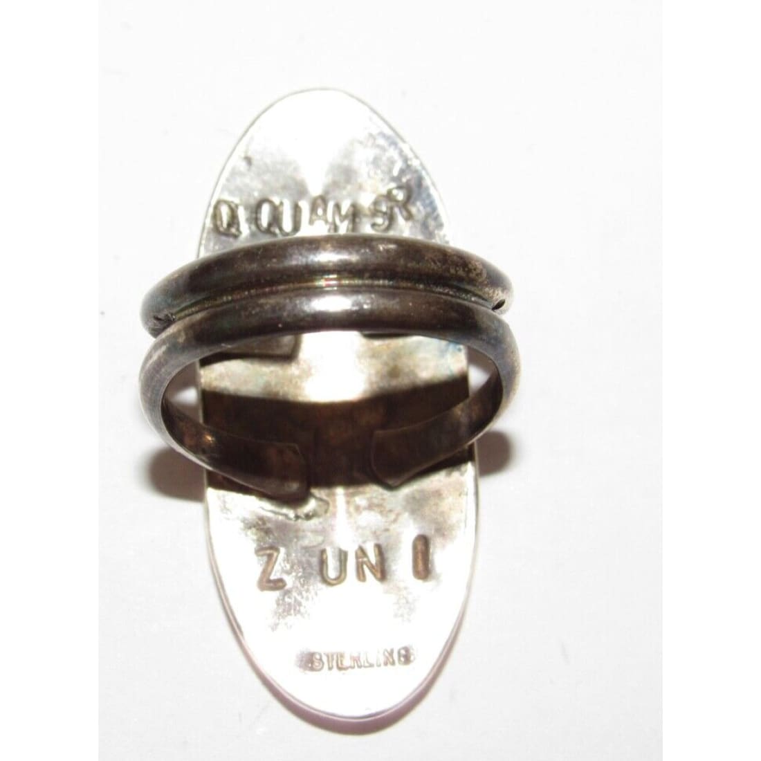 VTG Zuni Inlay Quail Bird Ring Size 7 Q Quam Sterling Silver