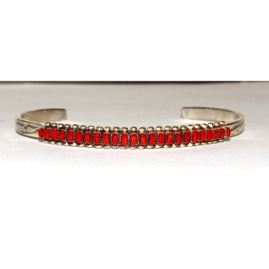 VTG Zuni Mediterranean Coral Snake Eye Cuff Bracelet 