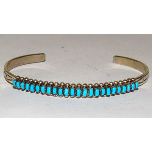 VTG Zuni Sleeping Beauty Turquoise Snake Eye Cuff Bracelet