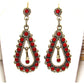 VTG Zuni Snake Eye Coral Dangle Earrings Sterling Silver Native American Native American