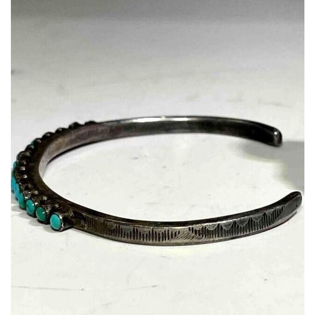 VTG Zuni Snake Eye Turquoise Cuff Bracelet Ingot Sterling