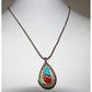VTG Zuni Snake Pendant Turquoise Coral Sterling Silver 