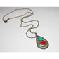 VTG Zuni Snake Pendant Turquoise Coral Sterling Silver 