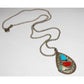 VTG Zuni Snake Pendant Turquoise Coral Sterling Silver 