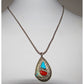 VTG Zuni Snake Pendant Turquoise Coral Sterling Silver 