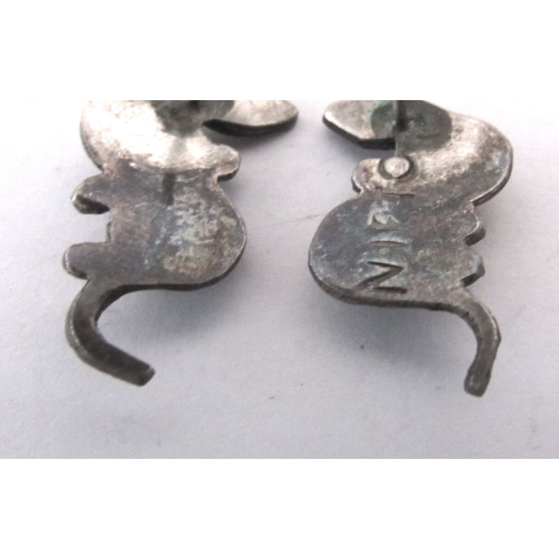 VTG Zuni Snake Stud Earrings Sterling Silver Turquoise Nieto