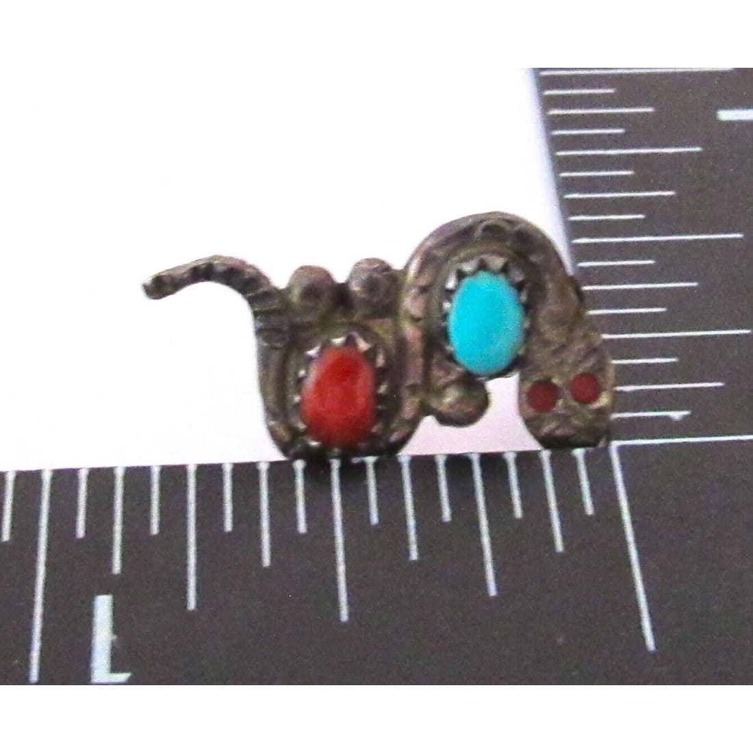 VTG Zuni Snake Stud Earrings Sterling Silver Turquoise Nieto