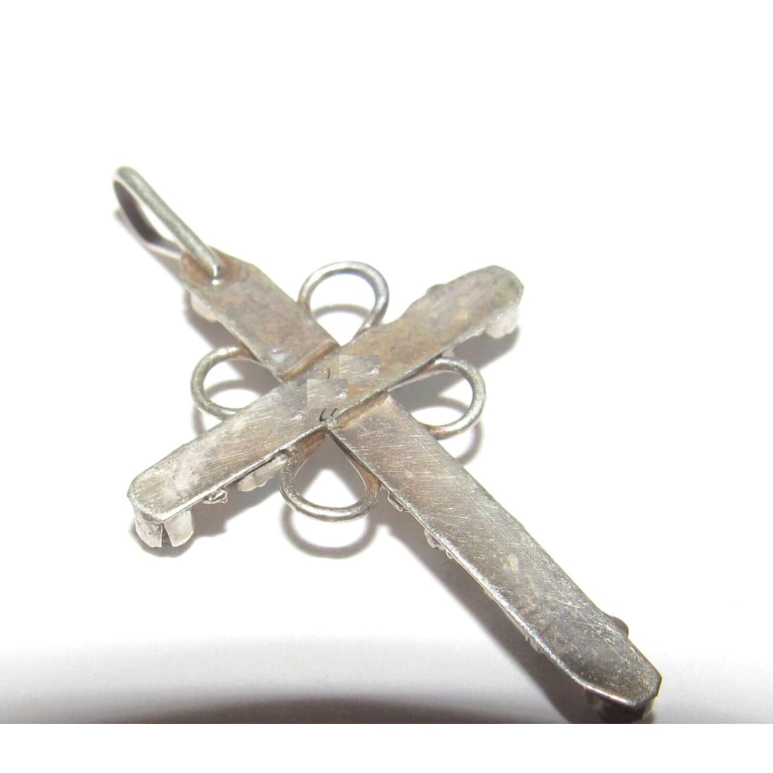 VTG Zuni Turquoise Cross Pendant Sterling Silver Native 
