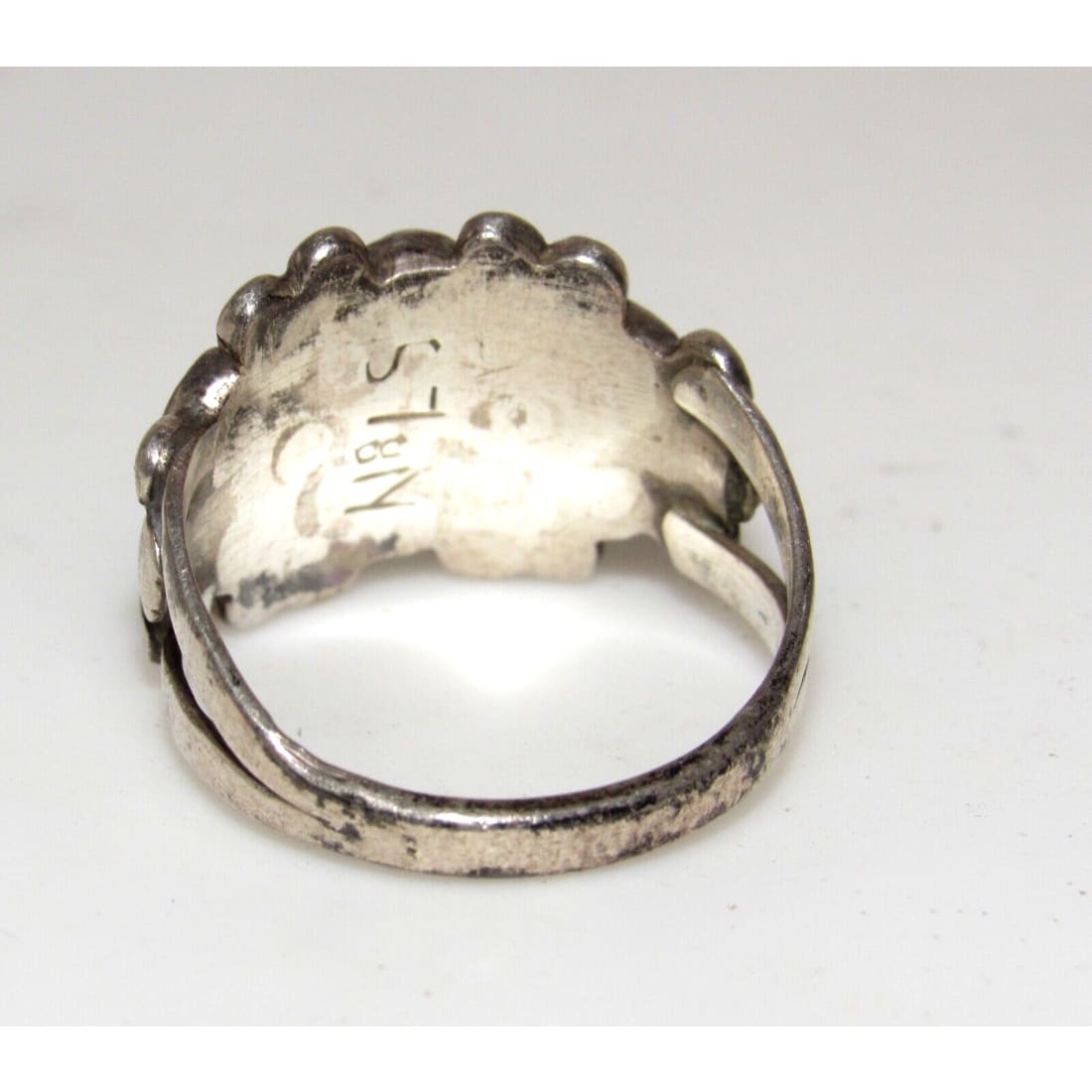 VTG Zuni Turquoise Inlay Flower Ring Size 5.5 Turquoise 