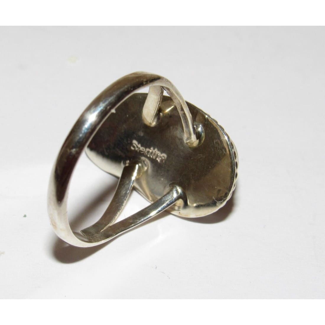 Zuni Carved Royston Turquoise Leaf Ring Size 9 Sterling