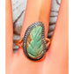 Zuni Carved Royston Turquoise Leaf Ring Size 9 Sterling
