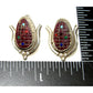 Zuni Corn Post Earrings Purple Spiny Oyster Sterling Silver Signed Native American