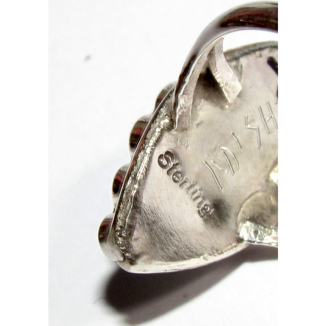 Zuni Dishta Inlay Ring Size 8 Sterling Silver Silver Sleeping Beauty Mine Turquoise Signed Vintage Native American The Southwestern Style Gallery