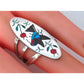 Zuni Inlay Hummingbird Ring Size 6 Singed Sterling Silver 