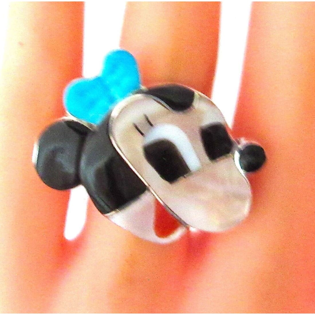 Zuni Minnie Mouse Ring Sz 7 P. Leekity Sterling Silver