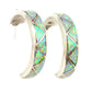 Zuni Opal Inlay Hoop Earrings 3/4 Diameter Sterling Silver -