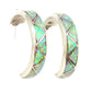 Zuni Opal Inlay Hoop Earrings 3/4 Diameter Sterling Silver -
