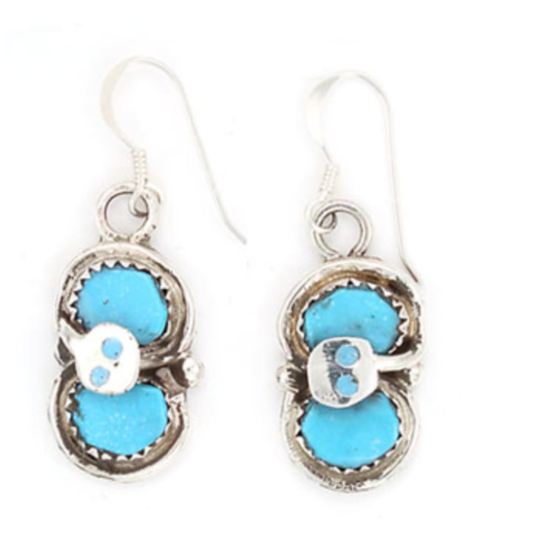 Zuni Snake Dangle Earrings Effie Calavaza Sleeping Beauty