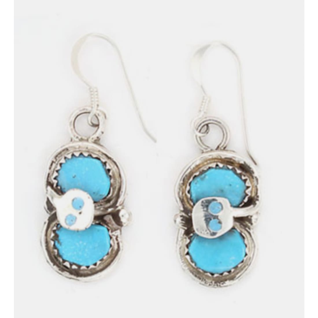 Zuni Snake Dangle Earrings Effie Calavaza Sleeping Beauty
