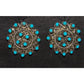 Zuni Snake Eye Turquoise Post Stud Earrings Sterling Silver 