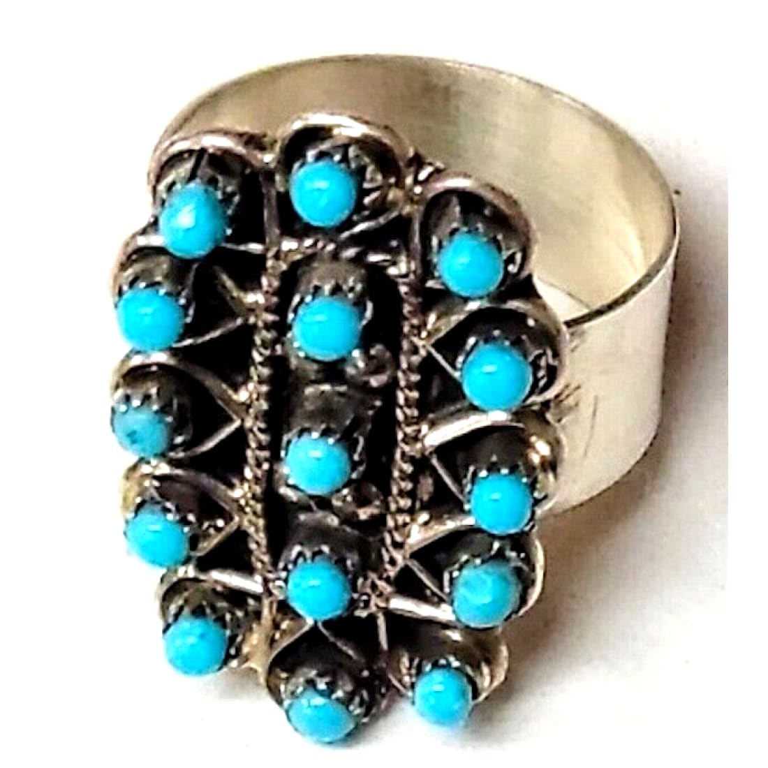 Zuni Snake Eye Turquoise Ring Size 7 Sterling Silver Native 
