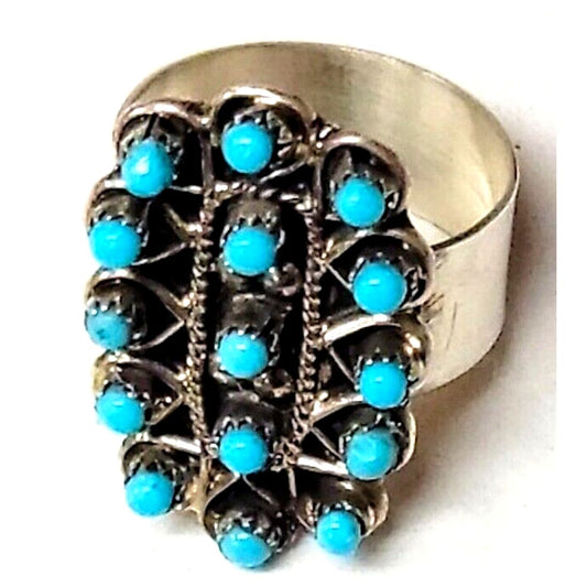Zuni Snake Eye Turquoise Ring Size 7 Sterling Silver Native 