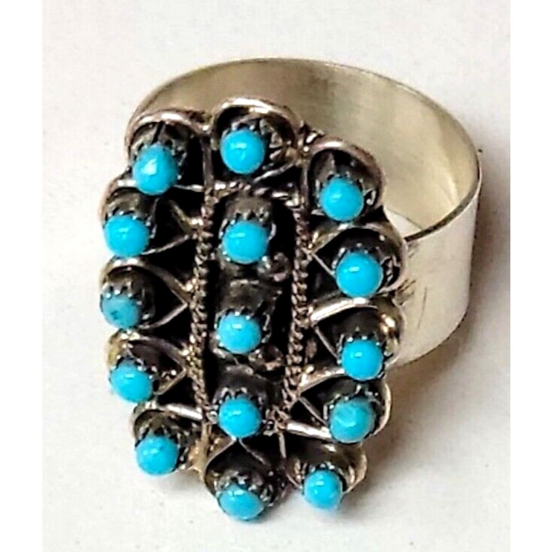 Zuni Snake Eye Turquoise Ring Size 7 Sterling Silver Native 