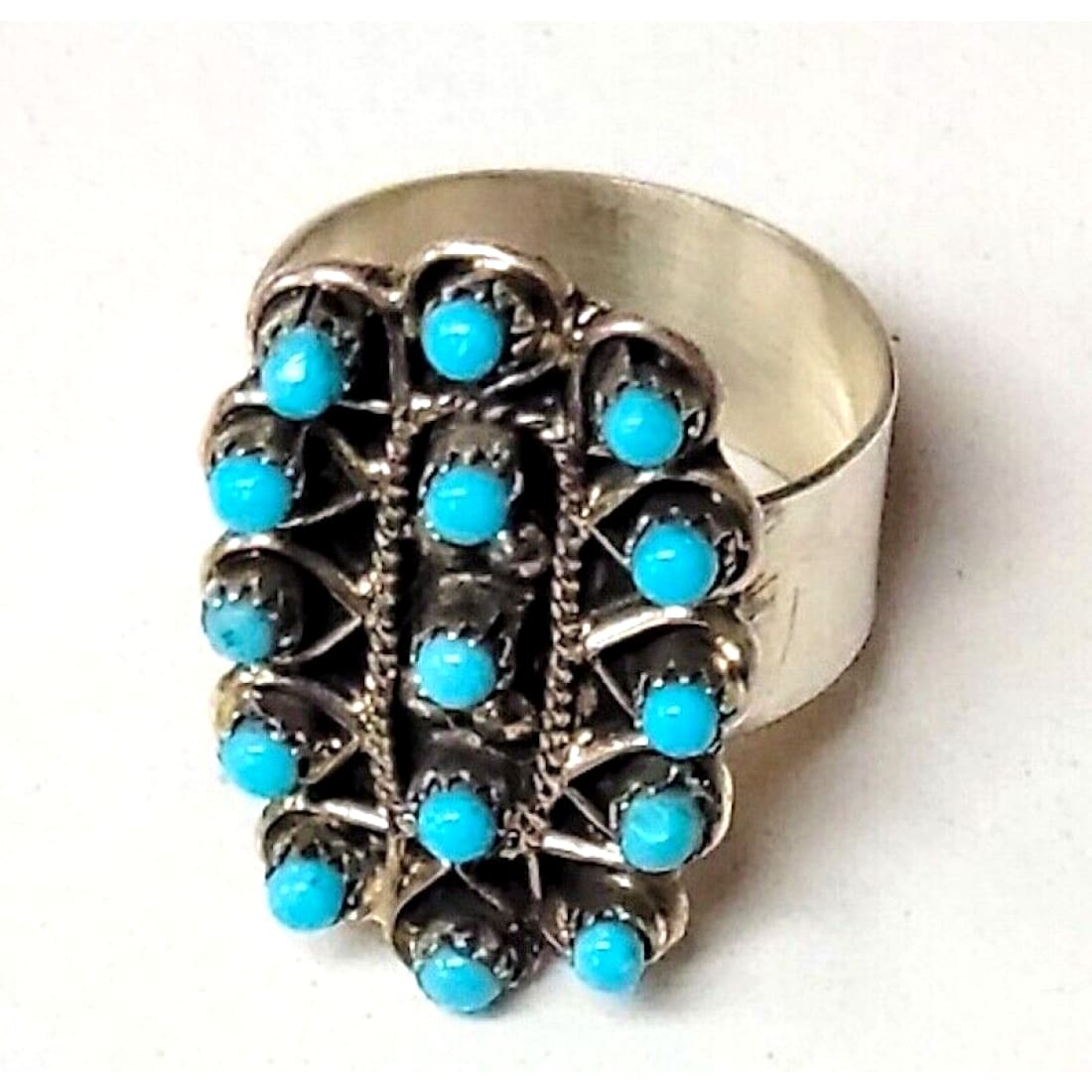 Zuni Snake Eye Turquoise Ring Size 7 Sterling Silver Native 