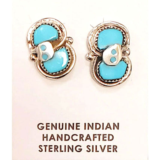 Zuni Snake Post Stud Earrings Effie Calavaza Sleeping Beauty