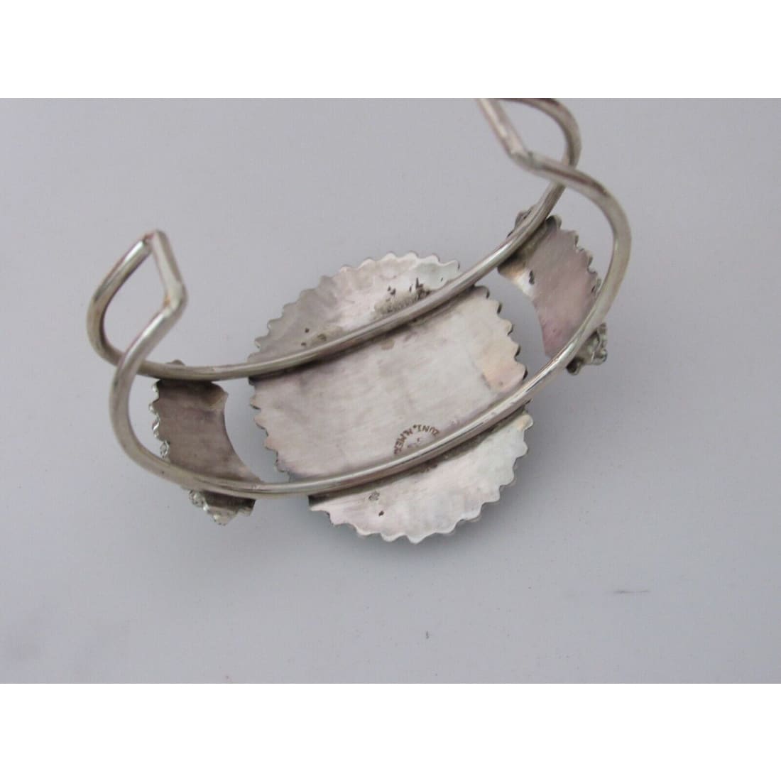 Zuni Turquoise Cluster Cuff Bracelet Sterling Silver Native 