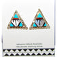 Zuni Turquoise Coral MOP Inlay Post Earrings Sterling Native