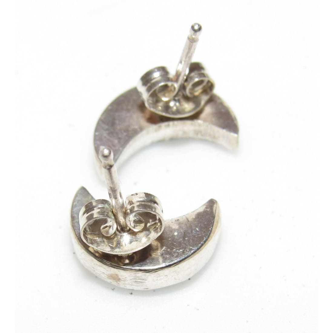 Zuni Turquoise Crescent Moon Inlay Post Earrings Sterling Silver Native American Native American