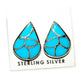 Zuni Turquoise Fish Scale Inlay Post Earrings Sterling Sleeping Beauty Turquoise Native American