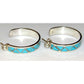 Zuni Turquoise Inlay Hoop Earrings 1 1/4" Diameter Sterling Silver The Southwestern Style Gallery