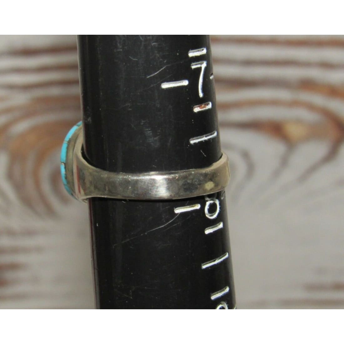Zuni Turquoise inlay Ring Size 8 Sterling Silver Native 