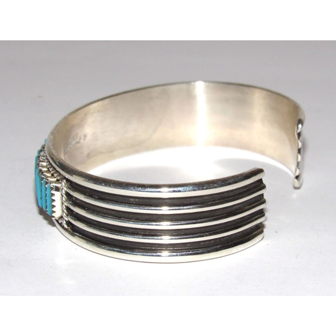 Zuni Turquoise Needlepoint Cuff Bracelet Sterling Silver