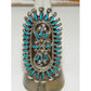 Zuni Turquoise Petit Point Statement Ring Size 6.5 Sterling 