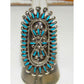 Zuni Turquoise Petit Point Statement Ring Size 6.5 Sterling 