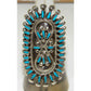 Zuni Turquoise Petit Point Statement Ring Size 6.5 Sterling 