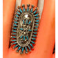 Zuni Turquoise Petit Point Statement Ring Size 6.5 Sterling 
